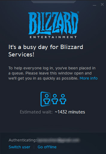 Очередная DDoS атака на сервера Blizzard не позволяет подключиться к играм Очередная DDoS атака на сервера Blizzard не позволяет подключиться к играм