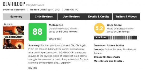 На Metacritic «разбомбили» рейтинг Deathloop из-за проблем игры — WorldGameNews На Metacritic «разбомбили» рейтинг Deathloop из-за проблем игры — WorldGameNews
