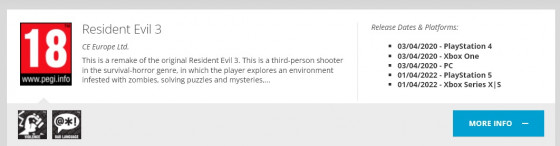Обновлённая версия Resident Evil 3 получила возрастной рейтинг — WorldGameNews Обновлённая версия Resident Evil 3 получила возрастной рейтинг — WorldGameNews