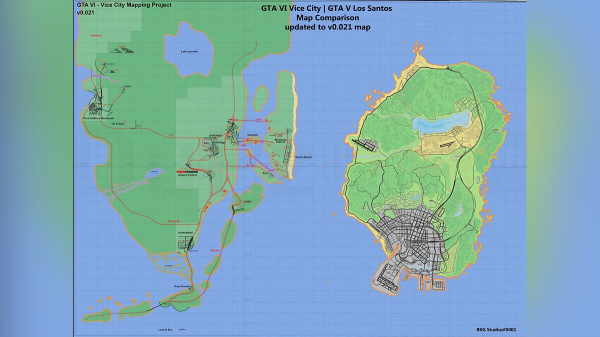 Фанат показал возможные размеры карты GTA 6 Фанат показал возможные размеры карты GTA 6