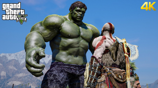 В GTA 5 показали битву Кратоса из God of War против Халка из вселенной Marvel В GTA 5 показали битву Кратоса из God of War против Халка из вселенной Marvel